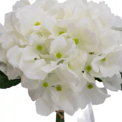 Front Page -Outdoor Garden 17cm white hydrangeas artificial plant in clear glass vase5010795682638 02c bq