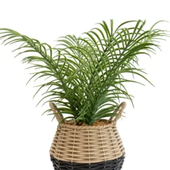 Front Page -Outdoor Garden 20cm palm artificial plant in natural wicker basket5010795682577 36c bq