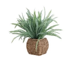 Front Page -Outdoor Garden 43cm fern artificial plant in brown seagrass basket5010795674527 02c bq