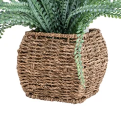 43cm Fern Artificial Plant In Brown Seagrass Basket -Outdoor Garden 43cm fern artificial plant in brown seagrass basket5010795674527 03c bq