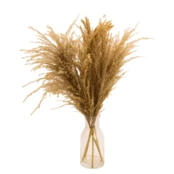 49cm Natural Pampas Grass Artificial Plant In Clear Glass Vase