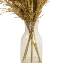 Front Page -Outdoor Garden 49cm natural pampas grass artificial plant in clear glass vase5010795682621 03c bq
