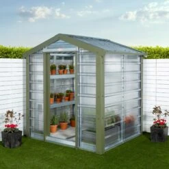 Adman Steel Sheds Multigrow 6.4x8.8 Greenhouse With Adjustable Vent -Outdoor Garden adman steel sheds multigrow 6 4x8 8 greenhouse with adjustable vent5391538910325 01i bq