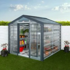 Adman Steel Sheds Multigrow 8x6.1 Greenhouse With Adjustable Vent -Outdoor Garden adman steel sheds multigrow 8x6 1 greenhouse with adjustable vent5391538910349 01i bq