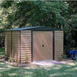 Arrow Woodvale 12x10 Apex Coffee Metal Shed -Outdoor Garden arrow woodvale 12x10 apex coffee metal shed5013856015246 01i