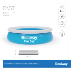 Bestway Fast Set™ Plain ABS Plastic & PVC Family Lounge Pool (W) 1.83m X (L) 1.83m -Outdoor Garden bestway fast set plain abs plastic pvc family lounge pool w 1 83m x l 1 83m6942138967630 01t