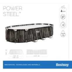 Bestway Power Steel® Wood Effect Polyvinyl Chloride (PVC) & Steel Pool (W) 3.66m X (L) 6.1m -Outdoor Garden bestway power steel wood effect polyvinyl chloride pvc steel pool w 3 66m x l 6 1m6942138983586 01t