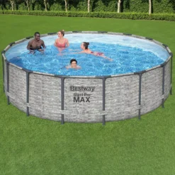 Bestway Steel Pro MAX™ Realistic Stone Print Polyvinyl Chloride (PVC) & Steel Pool (W) 4.88m X (L) 4.88m -Outdoor Garden bestway steel pro max realistic stone print polyvinyl chloride pvc steel pool w 4 88m x l 4 88m6941607311493 01i