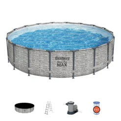 Bestway Steel Pro MAX™ Realistic Stone Print Polyvinyl Chloride (PVC) & Steel Pool (W) 5.49m X (L) 5.49m -Outdoor Garden bestway steel pro max realistic stone print polyvinyl chloride pvc steel pool w 5 49m x l 5 49m6941607310502 10c