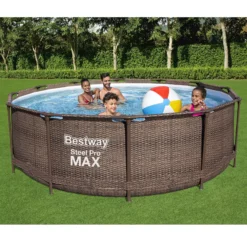 Bestway Steel Pro Rattan Print Metal & Plastic Pool -Outdoor Garden bestway steel pro rattan print metal plastic pool6942138986228 01i bq