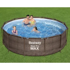 Bestway Steel Pro Rattan Print Metal & Plastic Pool -Outdoor Garden bestway steel pro rattan print metal plastic pool6942138986228 02i bq