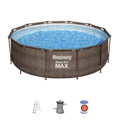 Bestway Steel Pro Rattan Print Metal & Plastic Pool -Outdoor Garden bestway steel pro rattan print metal plastic pool6942138986228 36c bq
