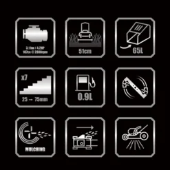 Erbauer ELMP170SP51 167cc Petrol Rotary Lawnmower -Outdoor Garden erbauer elmp170sp51 167cc petrol rotary lawnmower5059340124438 01t