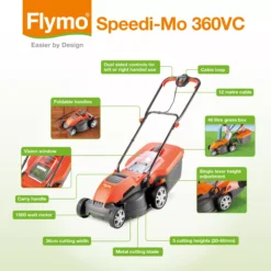 Flymo Speedi-Mo Corded Rotary Lawnmower -Outdoor Garden flymo speedi mo corded rotary lawnmower7391736343046 03t bq