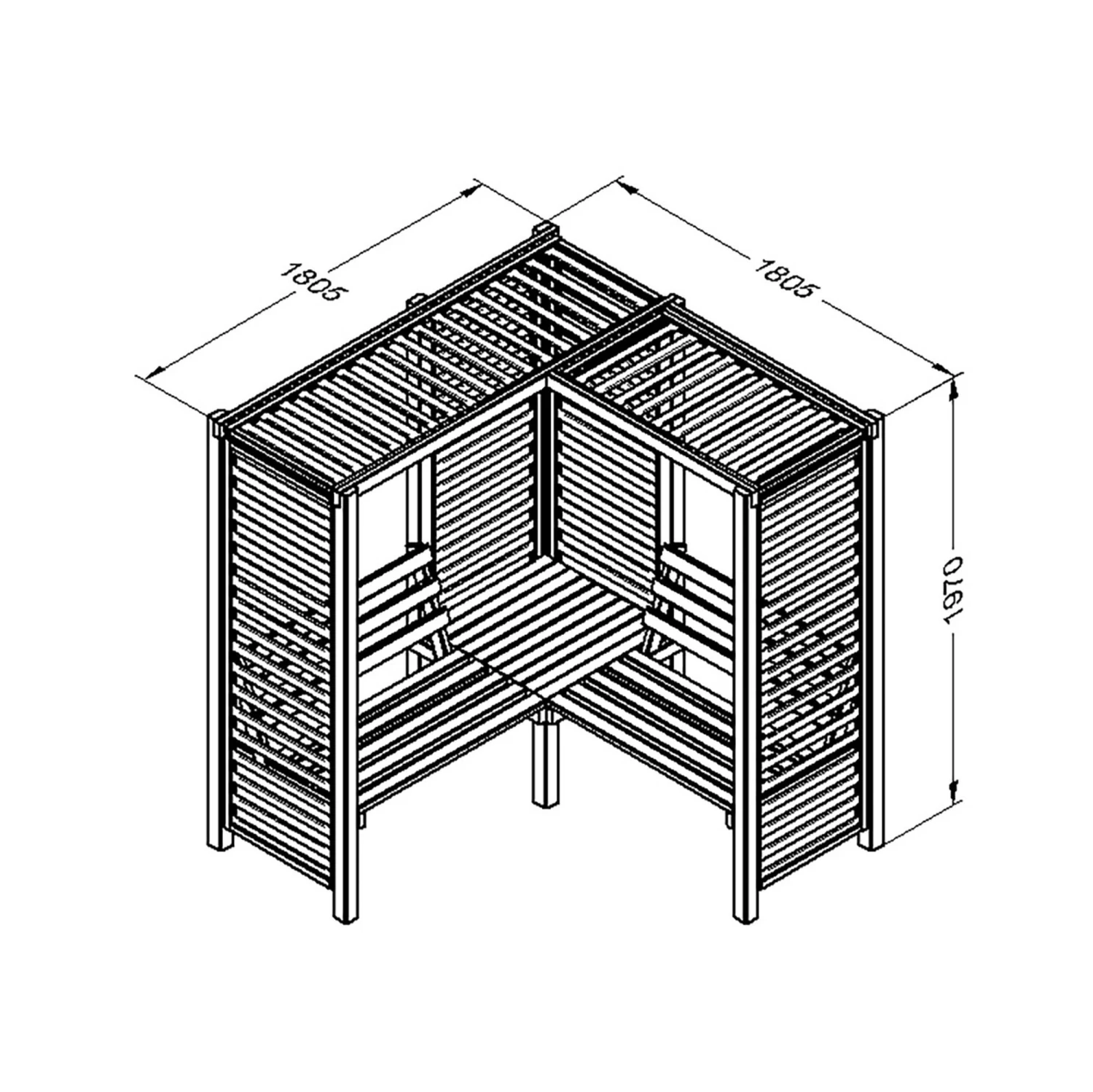 Forest Firenze Corner Arbour, (H)1970mm (W)1800mm (D)1800mm - Assembly Required 16 Forest Firenze Corner Arbour, (H)1970mm (W)1800mm (D)1800mm - Assembly Required - Image 14