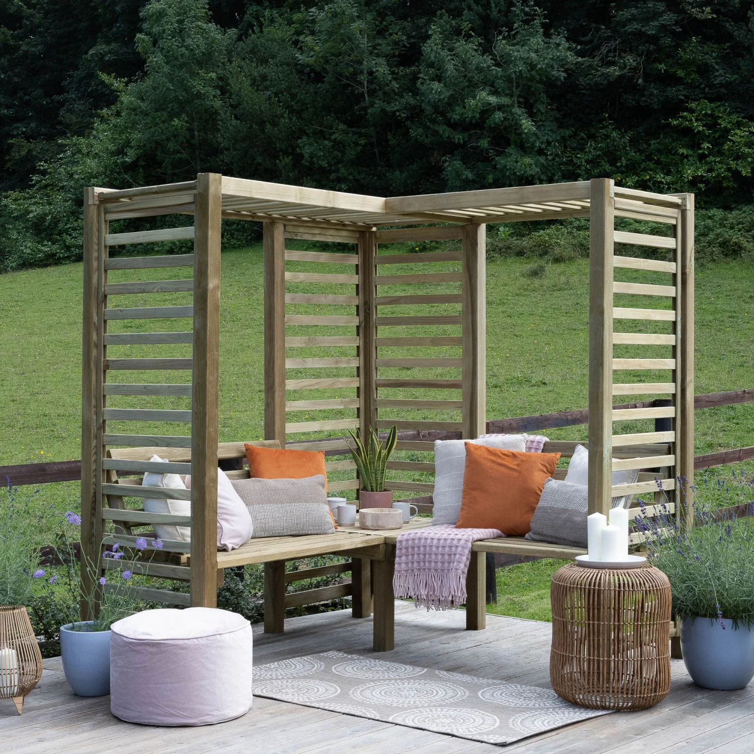Forest Firenze Corner Arbour, (H)1970mm (W)1800mm (D)1800mm - Assembly Required 3 Forest Firenze Corner Arbour, (H)1970mm (W)1800mm (D)1800mm - Assembly Required