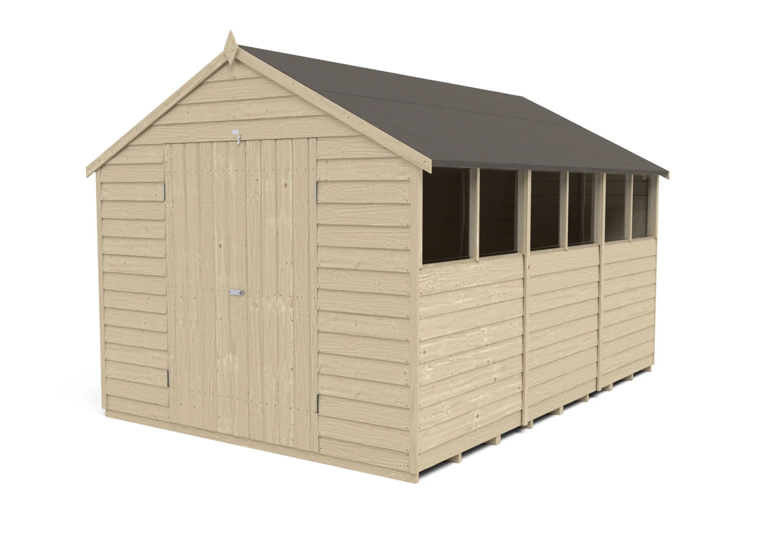 Forest Garden 12x8 Ft Apex Overlap Wooden 2 Door 6 Windows Shed With Floor - Assembly Service Included 4 Forest Garden 12x8 Ft Apex Overlap Wooden 2 Door 6 Windows Shed With Floor - Assembly Service Included - Image 2