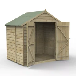 Forest Garden 7x5 Apex Pressure Treated Overlap Wooden Shed With Floor (Base Included) - Assembly Service Included