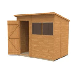 Forest Garden 7x5 Ft Pent Shiplap Wooden 2 Windows Shed With Floor (Base Included) -Outdoor Garden forest garden 7x5 ft pent shiplap wooden 2 windows shed with floor base included 5013053178942 01c bq