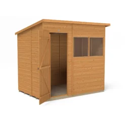 Forest Garden 7x5 Ft Pent Shiplap Wooden 2 Windows Shed With Floor (Base Included) -Outdoor Garden forest garden 7x5 ft pent shiplap wooden 2 windows shed with floor base included 5013053178942 03c bq