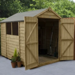 Forest Garden 8x6 Apex Pressure Treated Overlap Wooden Shed With Floor - Assembly Service Included