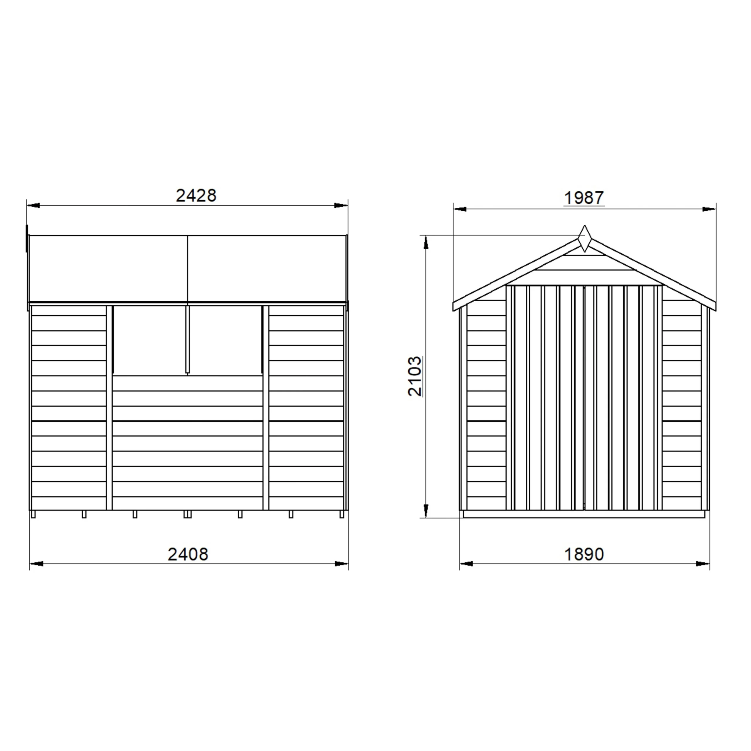 Forest Garden 8x6 Apex Pressure Treated Overlap Wooden Shed With Floor - Assembly Service Included 9 Forest Garden 8x6 Apex Pressure Treated Overlap Wooden Shed With Floor - Assembly Service Included - Image 7