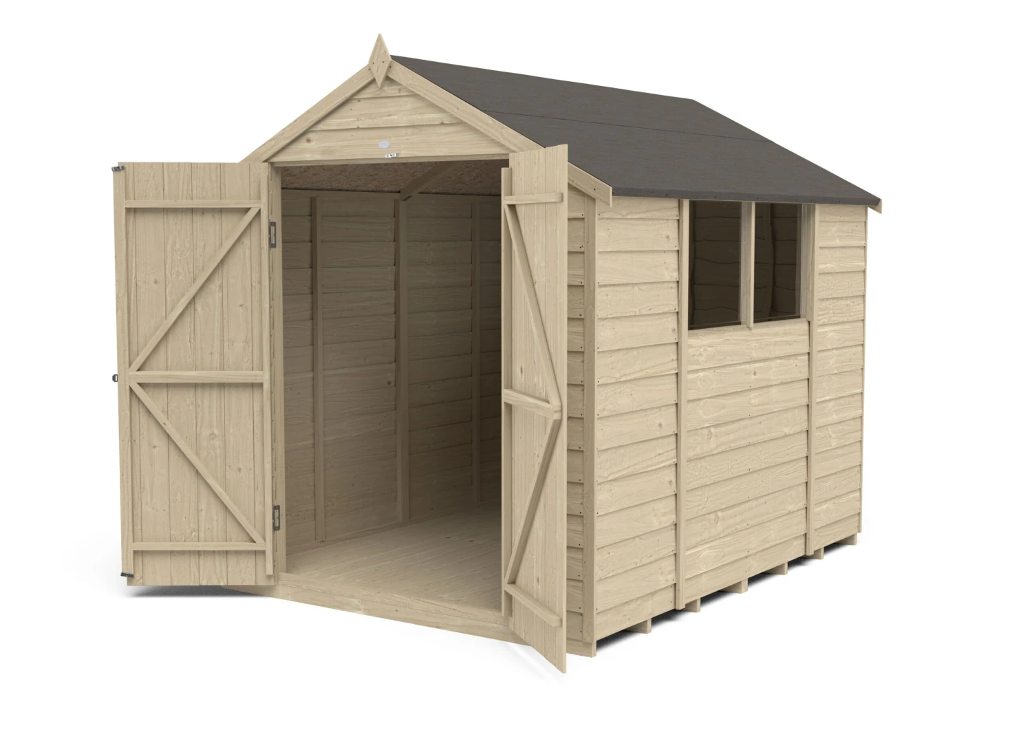 Forest Garden 8x6 Apex Pressure Treated Overlap Wooden Shed With Floor - Assembly Service Included 6 Forest Garden 8x6 Apex Pressure Treated Overlap Wooden Shed With Floor - Assembly Service Included - Image 4