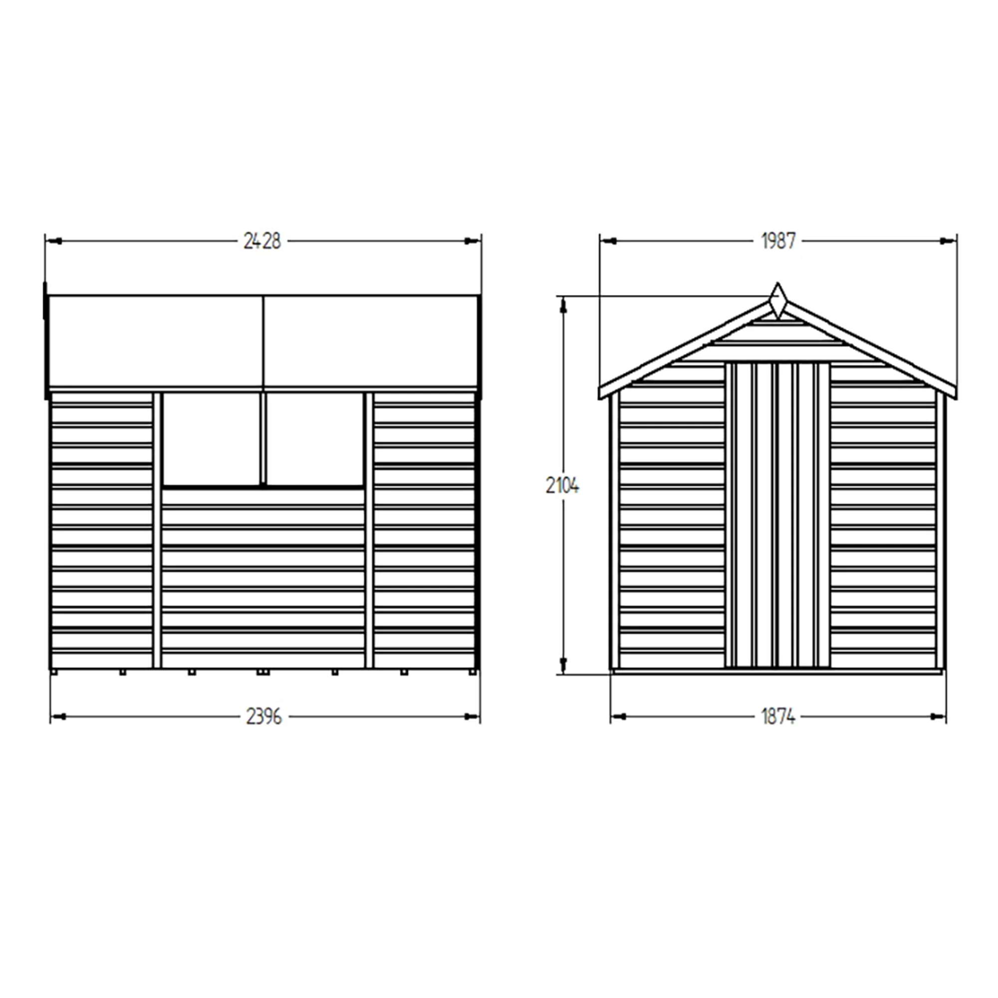 Forest Garden 8x6 Ft Apex Shiplap Wooden 2 Windows Shed With Floor 21 Forest Garden 8x6 Ft Apex Shiplap Wooden 2 Windows Shed With Floor - Image 19