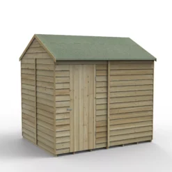 Forest Garden 8x6 Reverse Apex Pressure Treated Overlap Wooden Shed With Floor (Base Included) - Assembly Service Included -Outdoor Garden forest garden 8x6 reverse apex pressure treated overlap wooden shed with floor base included assembly service included5013053192924 02c