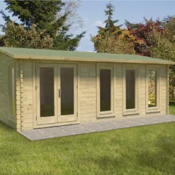 Forest Garden Blakedown 6x4 Toughened Glass Pent Loglap Solid Wood Cabin With Double Door - Assembly Service Included -Outdoor Garden forest garden blakedown 6x4 toughened glass pent loglap solid wood cabin with double door assembly service included5013053181591 01i bq
