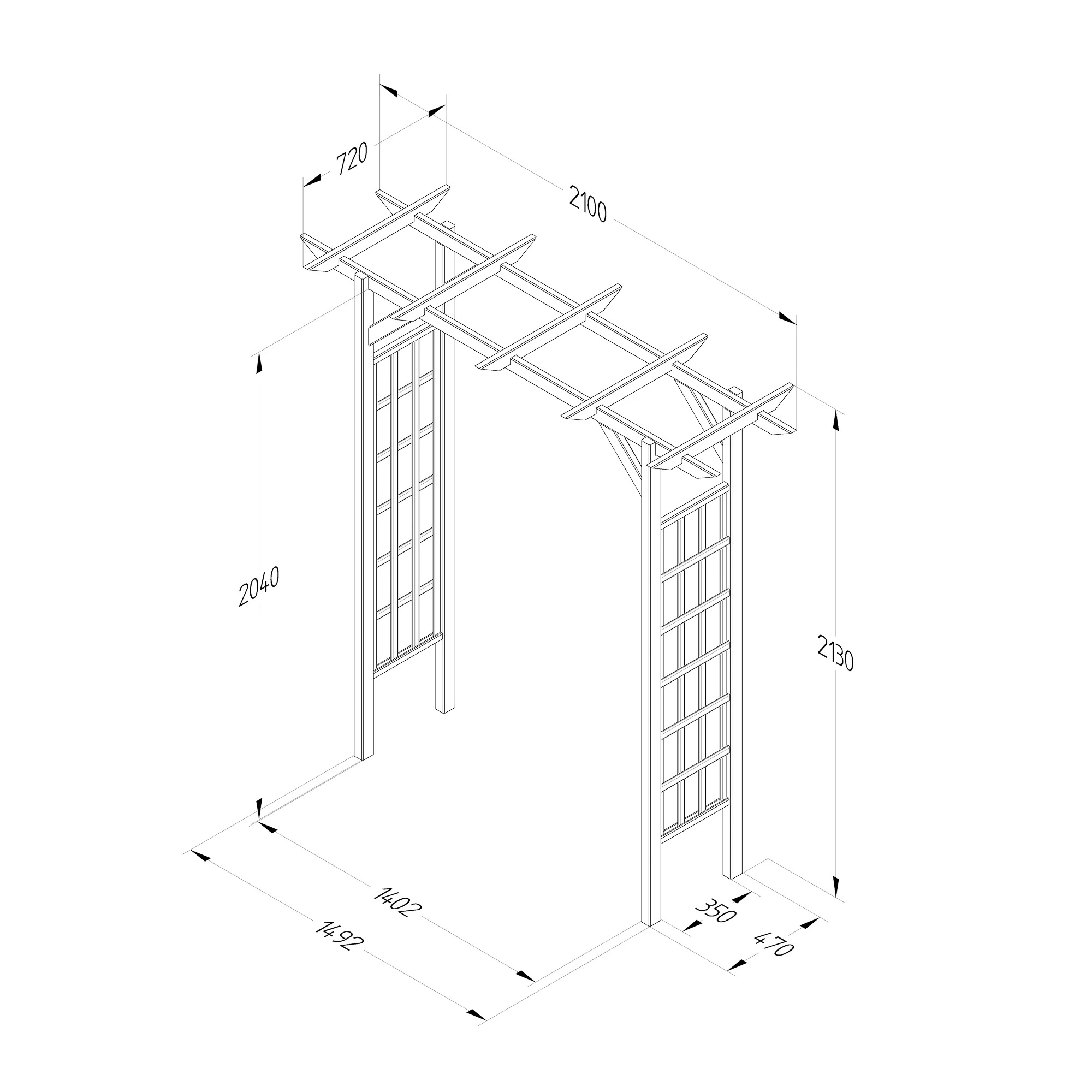 Forest Garden Classic Flat Top European Softwood Arch (H) 213cm X (W) 210cm 8 Forest Garden Classic Flat Top European Softwood Arch (H) 213cm X (W) 210cm - Image 6