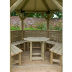 Forest Garden Furnished Hexagonal Gazebo, (W)3.78m (D)3.27m -Outdoor Garden forest garden furnished hexagonal gazebo w 3 78m d 3 27m5013053172469 04i