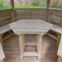 Forest Garden Furnished Hexagonal Gazebo, (W)3.78m (D)3.27m -Outdoor Garden forest garden furnished hexagonal gazebo w 3 78m d 3 27m5013053172469 05i