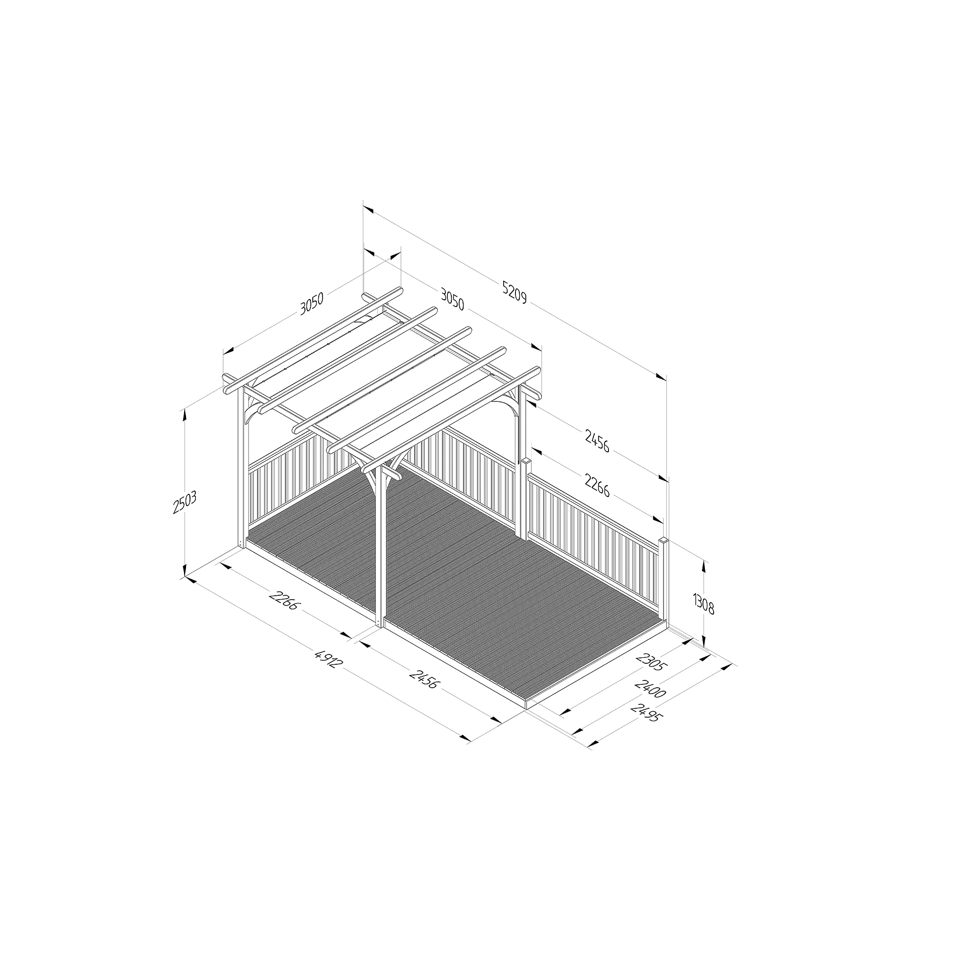 Forest Garden Grey Pergola & Decking Kit, X4 Post X3 Balustrade (H) 2.5m X (W) 5.2m - Canopy Included 4 Forest Garden Grey Pergola & Decking Kit, X4 Post X3 Balustrade (H) 2.5m X (W) 5.2m - Canopy Included - Image 2