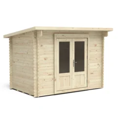 Forest Garden Harwood 3x2 Toughened Glass Pent Loglap Solid Wood Cabin With Double Door - Assembly Service Included -Outdoor Garden forest garden harwood 3x2 toughened glass pent loglap solid wood cabin with double door assembly service included5013053181638 02c bq