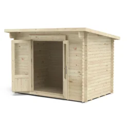 Forest Garden Harwood 3x2 Toughened Glass Pent Loglap Solid Wood Cabin With Double Door - Assembly Service Included -Outdoor Garden forest garden harwood 3x2 toughened glass pent loglap solid wood cabin with double door assembly service included5013053181638 04c bq
