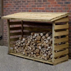 Forest Garden Large Timber 6x3 Ft Pent Log Store
