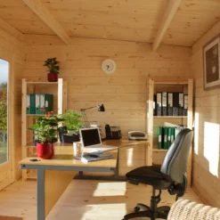 Forest Garden Melbury 4x3 Toughened Glass Pent Loglap Solid Wood Cabin With Double Door - Assembly Service Included -Outdoor Garden forest garden melbury 4x3 toughened glass pent loglap solid wood cabin with double door assembly service included5013053181744 36c bq