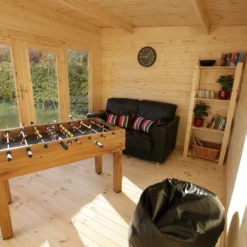 Forest Garden Melbury 4x3 Toughened Glass Pent Loglap Solid Wood Cabin With Double Door - Assembly Service Included -Outdoor Garden forest garden melbury 4x3 toughened glass pent loglap solid wood cabin with double door assembly service included5013053181744 37c bq