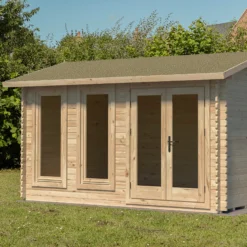 Forest Garden Melbury 4x3 Toughened Glass Pent Loglap Solid Wood Cabin With Double Door -Outdoor Garden forest garden melbury 4x3 toughened glass pent loglap solid wood cabin with double door5013053181331 01i bq