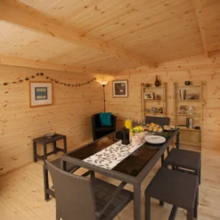 Forest Garden Mendip 5x4 Toughened Glass Pent Loglap Solid Wood Cabin With Double Door -Outdoor Garden forest garden mendip 5x4 toughened glass pent loglap solid wood cabin with double door5013053181461 36c bq