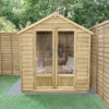 Forest Garden Oakley 6x4 Apex Overlap Solid Wood Summer House With Double Door - Assembly Service Included -Outdoor Garden forest garden oakley 6x4 apex overlap solid wood summer house with double door assembly service included5013053188439 01i bq