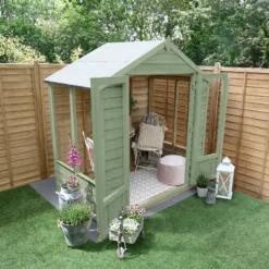 Forest Garden Oakley 6x4 Apex Overlap Solid Wood Summer House With Double Door - Assembly Service Included -Outdoor Garden forest garden oakley 6x4 apex overlap solid wood summer house with double door assembly service included5013053188439 02i bq