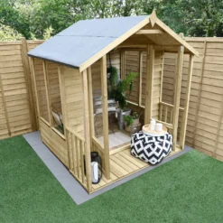Forest Garden Oakley 6x6 Apex Overlap Solid Wood Summer House With Double Door -Outdoor Garden forest garden oakley 6x6 apex overlap solid wood summer house with double door5013053188484 03i bq