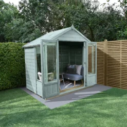 Forest Garden Oakley 7x5 Apex Overlap Solid Wood Summer House With Double Door (Base Included) - Assembly Service Included -Outdoor Garden forest garden oakley 7x5 apex overlap solid wood summer house with double door base included assembly service included5013053188538 02i bq