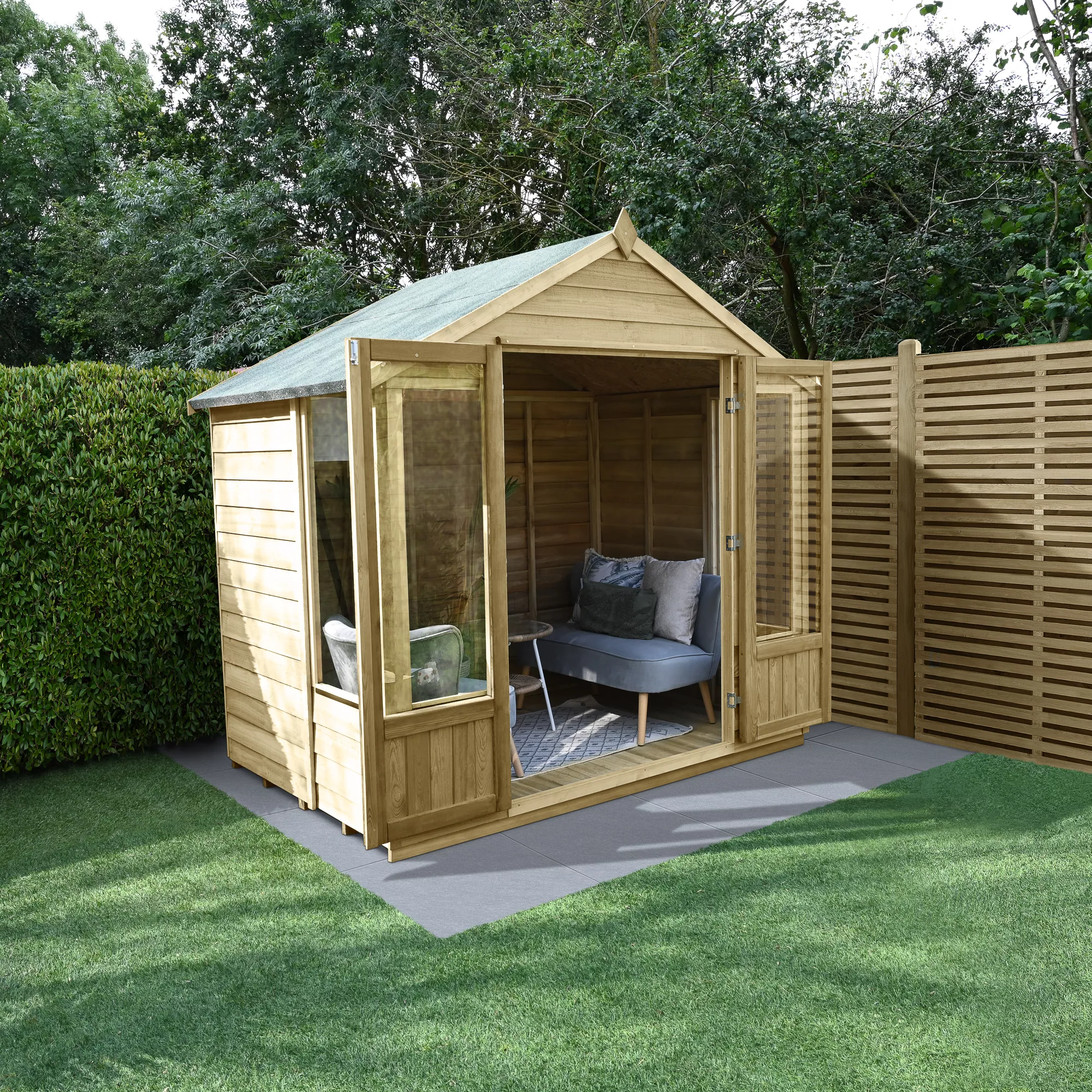 Forest Garden Oakley 7x5 Apex Overlap Solid Wood Summer House With Double Door 3 Forest Garden Oakley 7x5 Apex Overlap Solid Wood Summer House With Double Door