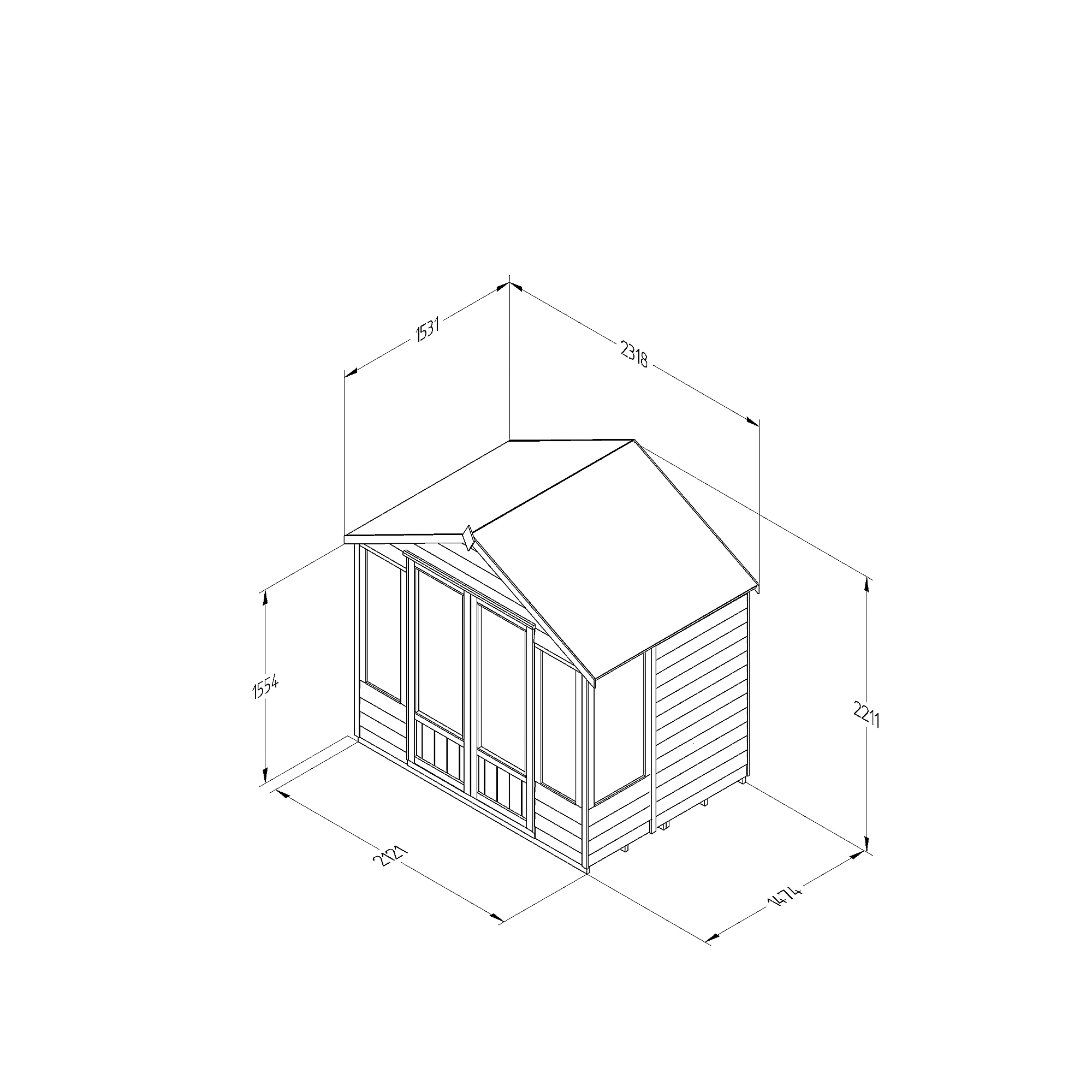 Forest Garden Oakley 7x5 Apex Overlap Solid Wood Summer House With Double Door 7 Forest Garden Oakley 7x5 Apex Overlap Solid Wood Summer House With Double Door - Image 5
