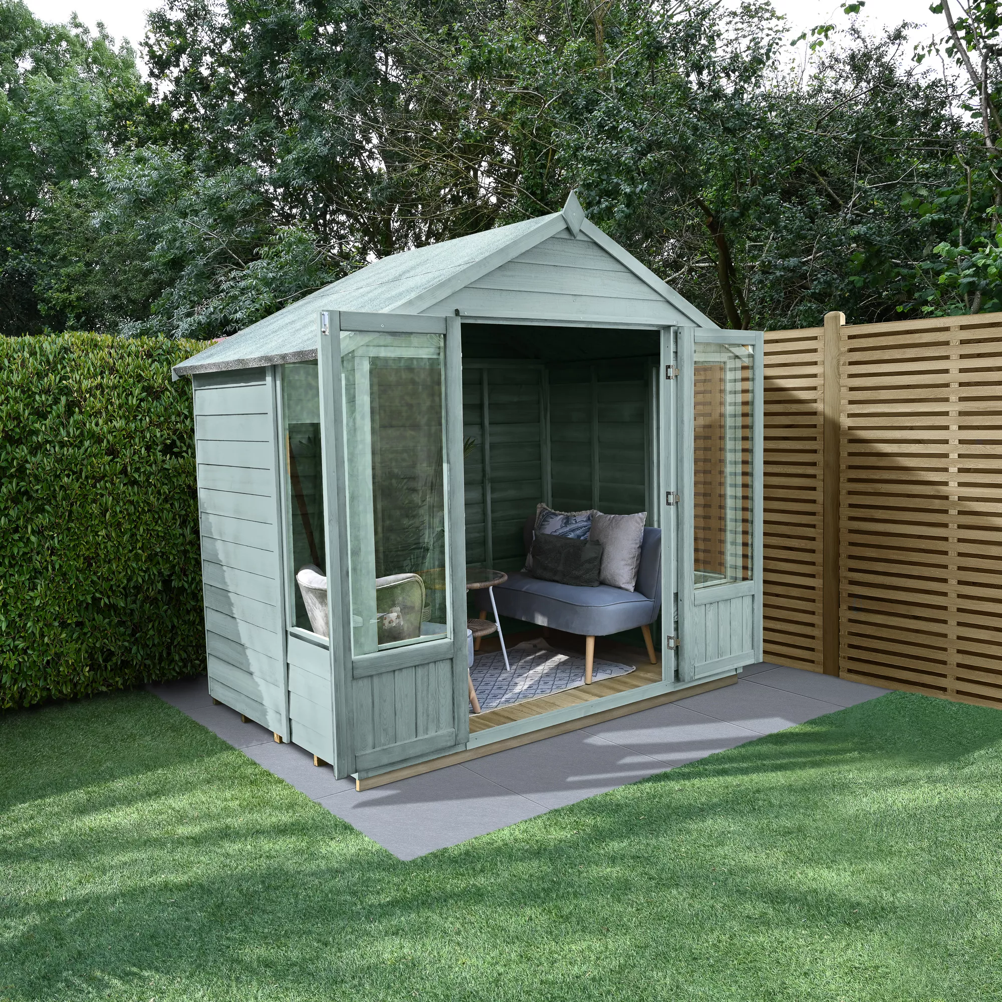 Forest Garden Oakley 7x5 Apex Overlap Solid Wood Summer House With Double Door 6 Forest Garden Oakley 7x5 Apex Overlap Solid Wood Summer House With Double Door - Image 4