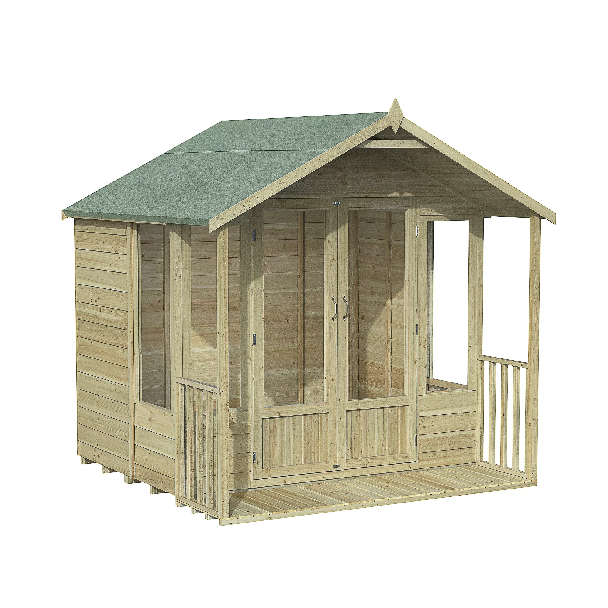 Forest Garden Oakley 7x7 Apex Overlap Solid Wood Summer House With Double Door 4 Forest Garden Oakley 7x7 Apex Overlap Solid Wood Summer House With Double Door - Image 2