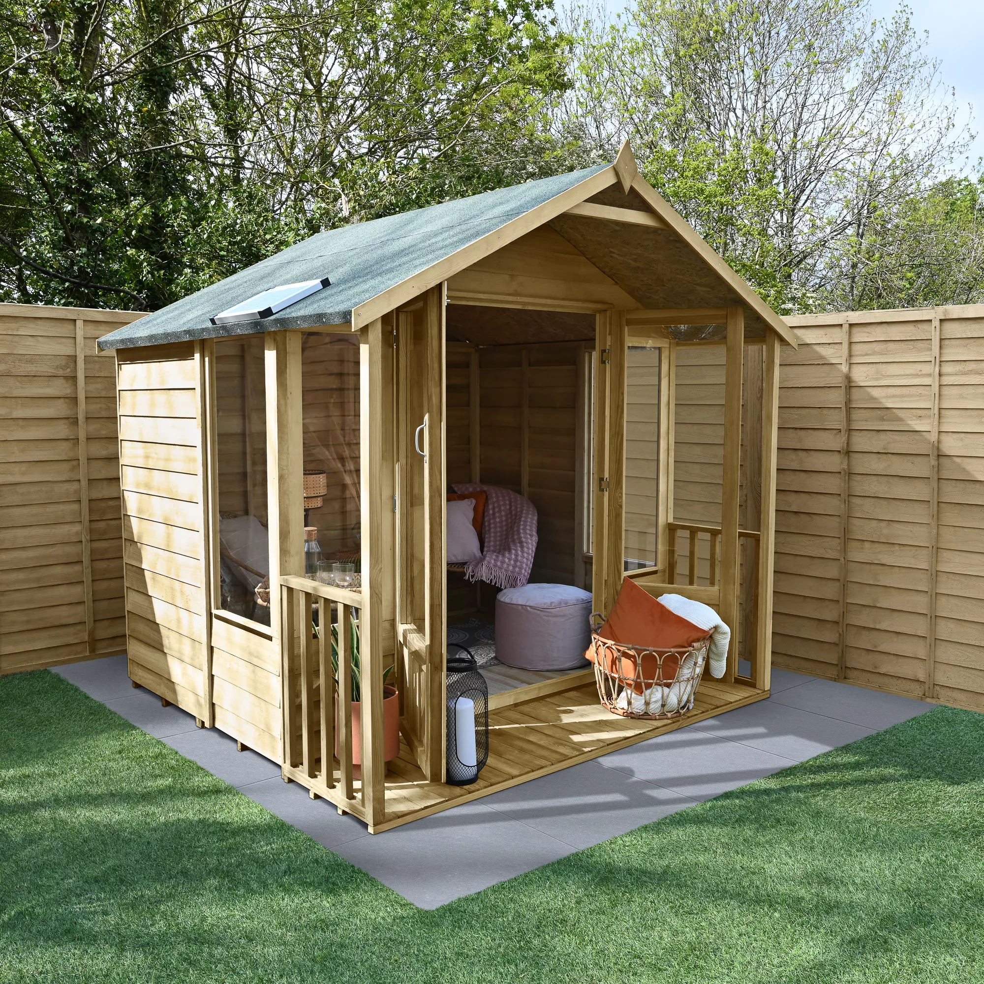 Forest Garden Oakley 7x7 Apex Overlap Solid Wood Summer House With Double Door 3 Forest Garden Oakley 7x7 Apex Overlap Solid Wood Summer House With Double Door